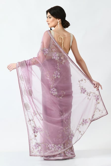 Mehar Floral Sequin Organza Saree 