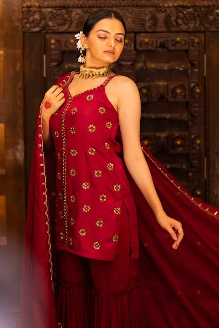 Vana Ethnics Embellished Top Sharara Set 