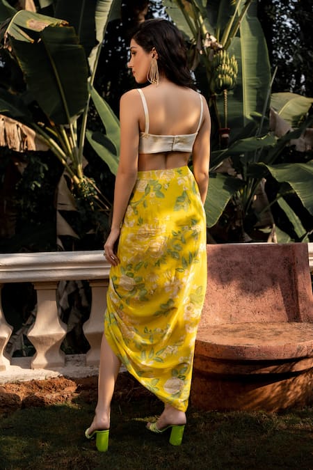 Paulmi And Harsh Garden Of Bloom Print Jacket & Dhoti Skirt Set 