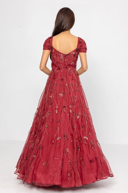 Sartoriale Floral Embroidered Ball Gown 