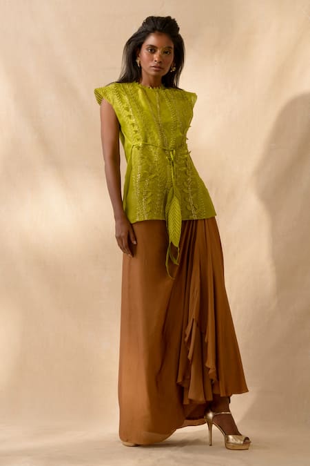 Richa Khemka Kanan Embellished Overlay & Skirt Set 