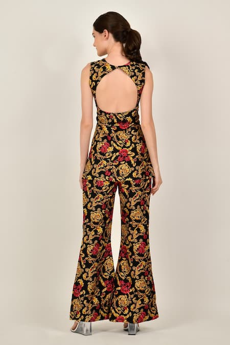 Sanam Black Versailles Floral Pattern Kurta Trouser Set 