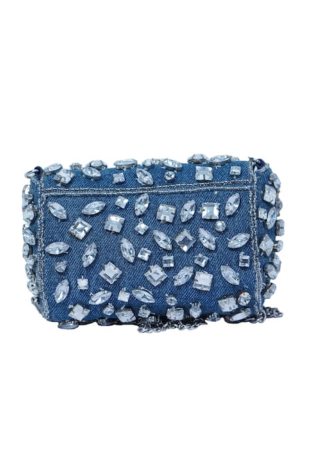 Ginn And Tonik Denim Stone Embellished Sling Bag 