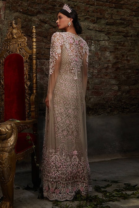 Cherie D Duchess Column Gown With Cape 