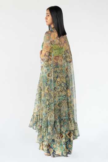 Nikita Vishakha Printed Cape & Skirt Set 