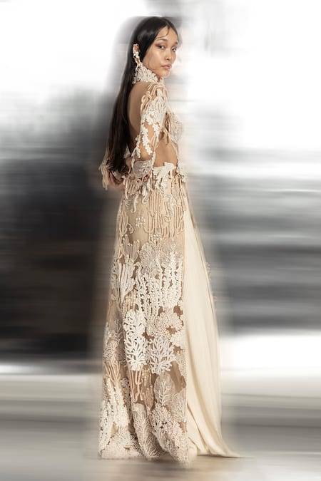 Abhishek Sharma 3D Coral Reef Embellished Jacket & Flared Pant Set 