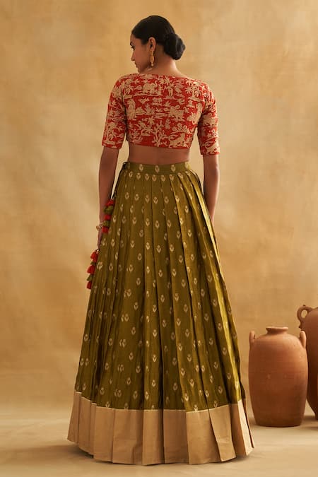 Shop Taisha Red Silk Organza Embroidery Boat Neck Hand Pure Blouse at Aza Fashions Shop_Taisha_Red Silk Organza Embroidery Boat Neck Hand Pure Blouse _at_Aza_Fashions