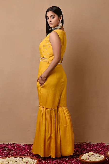 Label Nitisha Zardozi Embroidered Yoke Jumpsuit 