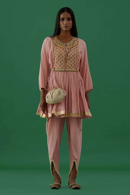 5elements Crushed Cotton Anarkali & Dhoti Pant Set 