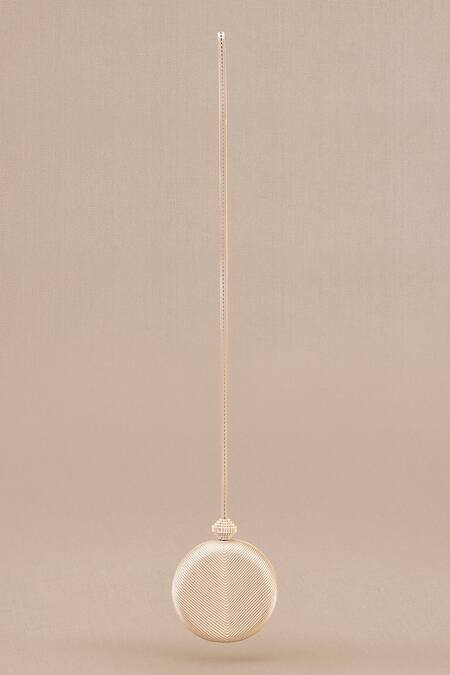 Shop Ampm Off White Aiza Metallic Circular Shape Sling Bag at Aza Fashions Shop_Ampm_Off White Aiza Metallic Circular Shape Sling Bag _at_Aza_Fashions