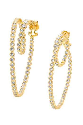 Isharya Gold Plated Cubic Zirconia Embellished Hoops 1