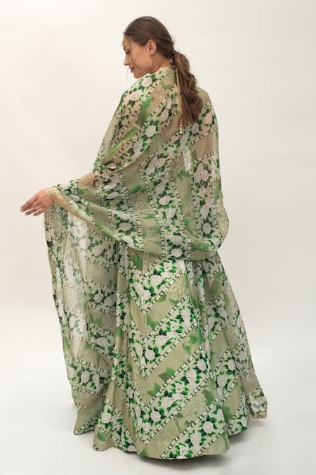 Sanam Botanic Pattern Panelled Lehenga Set 