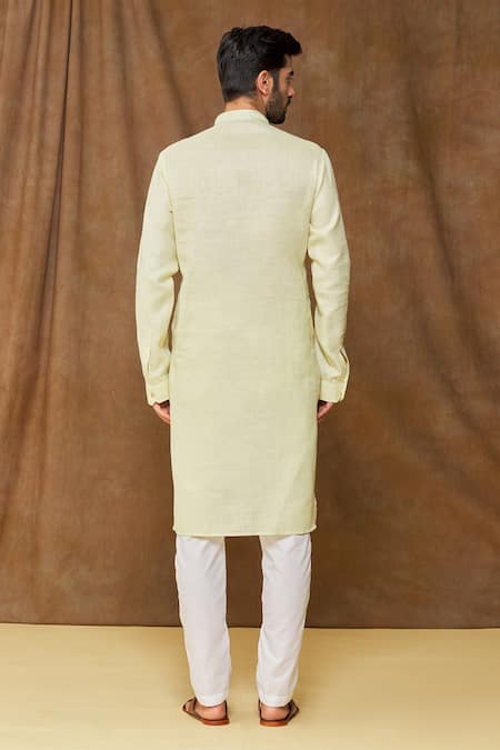 Shop Arihant Rai Sinha Green Linen, Cotton Kurta at Aza Fashions Shop_Arihant Rai Sinha_Green Linen, Cotton Kurta _at_Aza_Fashions