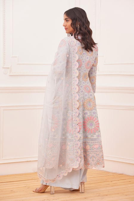 Rahul Mishra Floral Embroidered Anarkali Palazzo Set 