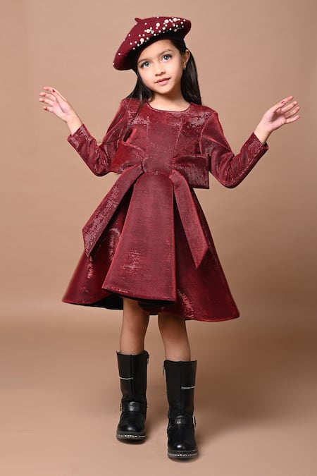 Hoity Moppet Crepe Flared Bow Dress 