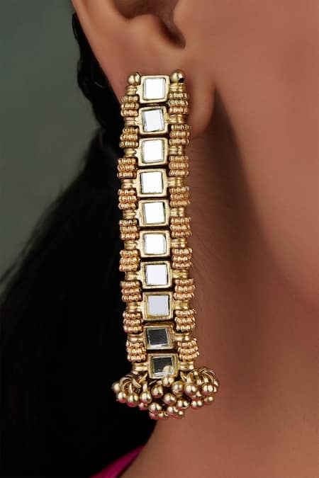 House Of Tuhina Mirror Studded Zia Earrings 