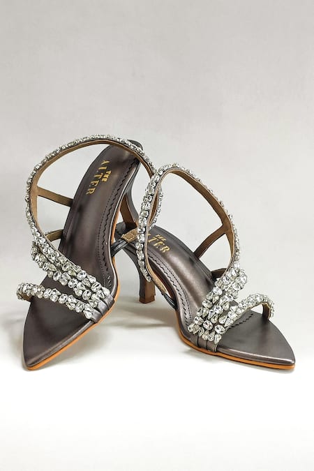 Shop The Alter Grey Rhinestones Kiara Strap Embellished Stiletto Heels at Aza Fashions Shop_The Alter_Grey Rhinestones Kiara Strap Embellished Stiletto Heels _at_Aza_Fashions