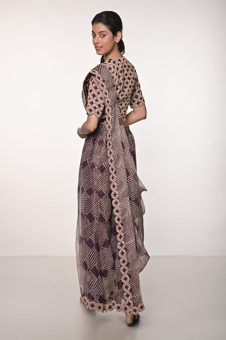 Soumodeep Dutta Hand Embroidered Blouse Sharara Set 