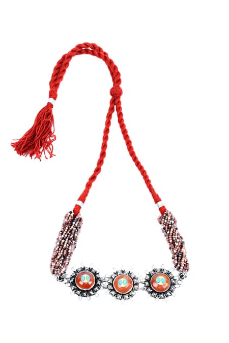 Shop Sangeeta Boochra Silver Plated Siddra Choker Necklace at Aza Fashions Shop_Sangeeta Boochra_Silver Plated Siddra Choker Necklace _at_Aza_Fashions