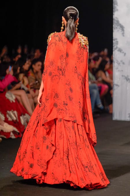 Bhumika Sharma Blossom Pattern Cape Lehenga Set 