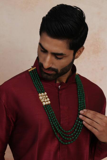 Shop_Ruby Raang_Green Layered Necklace _at_Aza_Fashions