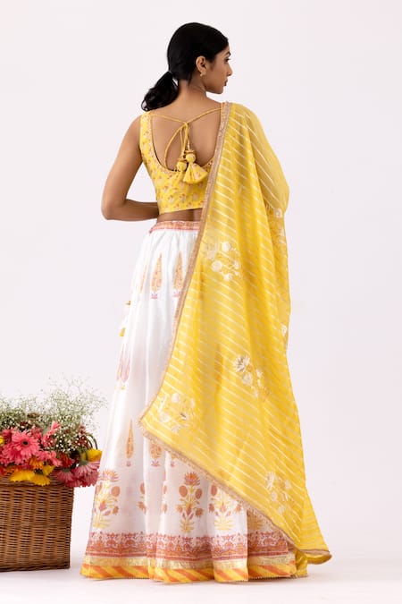 Abbaran Foil & Block Print Lehenga Set 