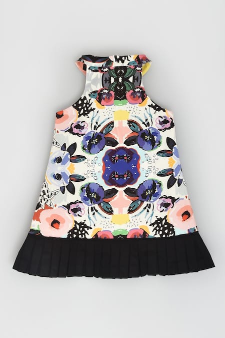 Shop LA Dee DA Multi Color Cotton Abstract Floral Print Dress at Aza Fashions Shop_LA Dee DA_Multi Color Cotton Abstract Floral Print Dress _at_Aza_Fashions