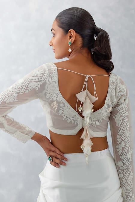 Devnaagri Frill Border Saree With Blouse 