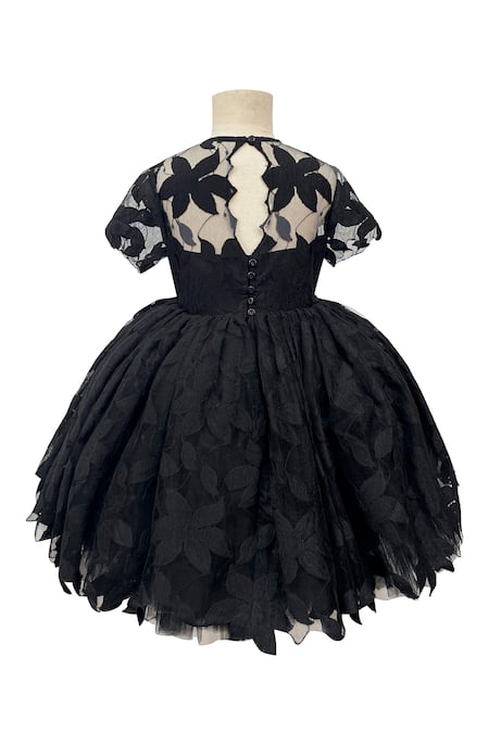 Shop Jasmine And Alaia Black Lace And Tulle Embroidered Floral Elsa Dress at Aza Fashions Shop_Jasmine And Alaia_Black Lace And Tulle Embroidered Floral Elsa Dress_at_Aza_Fashions