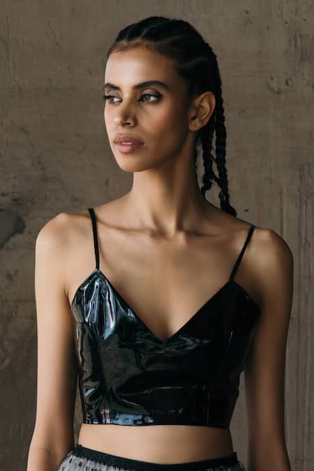 Akhl Patent Leather Crop Top 