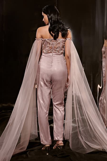 Masumi Mewawalla Side Drape Off Shoulder Jumpsuit 