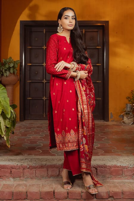 Safaa Yazrin Floral Woven Kurta Set 