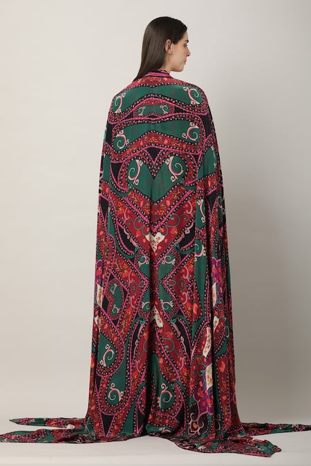 Shop Limerick By Abirr N' Nanki Multi Color Cole Mutli Motif Cape at Aza Fashions Shop_Limerick By Abirr N' Nanki_Multi Color Cole Mutli Motif Cape _at_Aza_Fashions