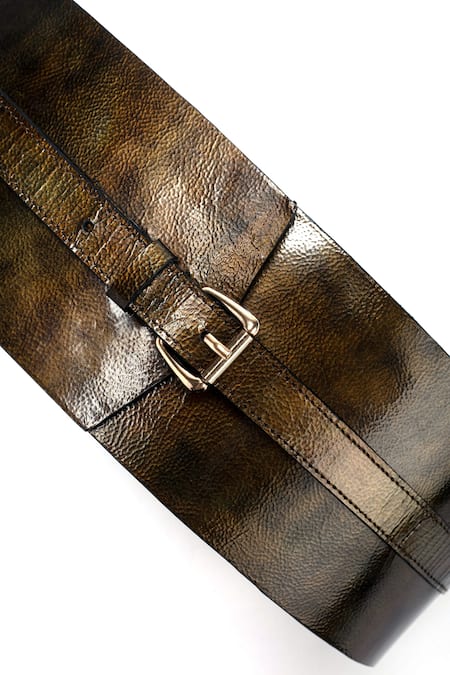 Shop Trov Maroon Luca Metallic Buckle Belt at Aza Fashions Shop_Trov_Maroon Luca Metallic Buckle Belt _at_Aza_Fashions