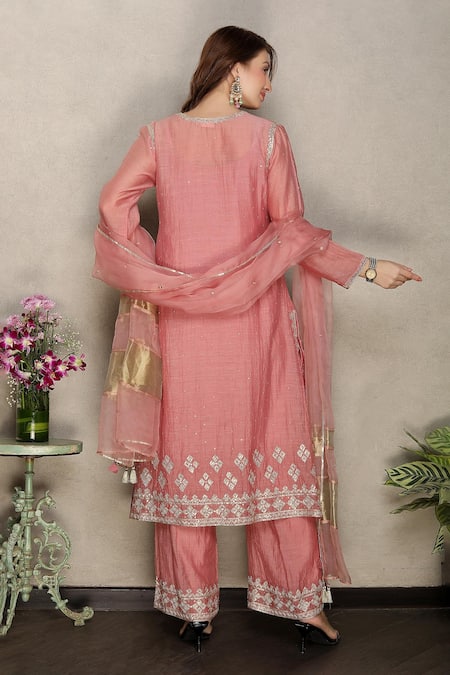 Falguni.Foram Chanderi Silk A-Line Kurta Set 