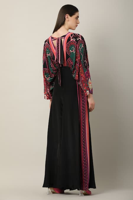 Shop_Limerick by Abirr N' Nanki_Multi Color Crepe V-neck Illesha Printed Jumpsuit _at_Aza_Fashions