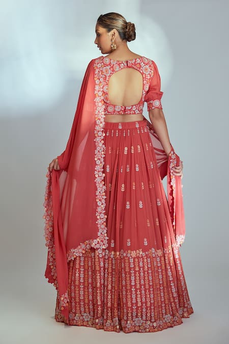 Suruchi Parakh Floral Sequin Embroidered Lehenga Set 