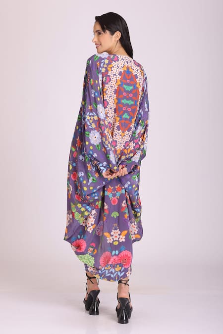 Alpona Designs By Soham Acharya Floral Print V Neck Dress 