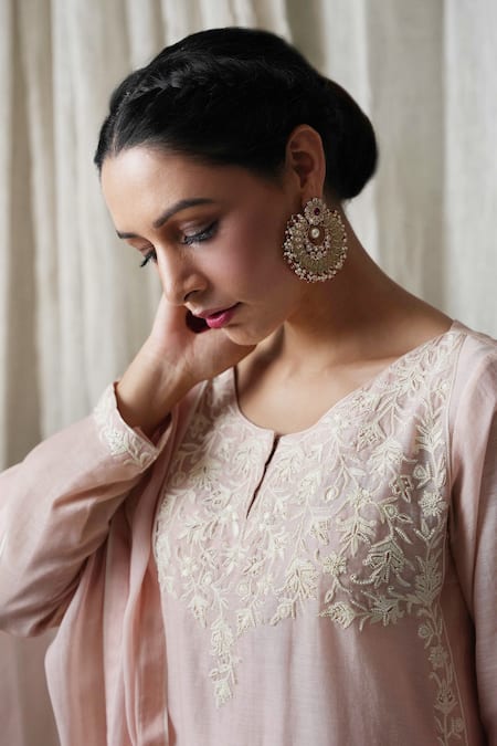 Kanika Sharma Chanderi Silk Embroidered Kurta Pant Set 