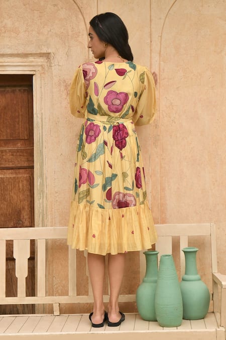 Taro Sandalwood Floral Print Dress 