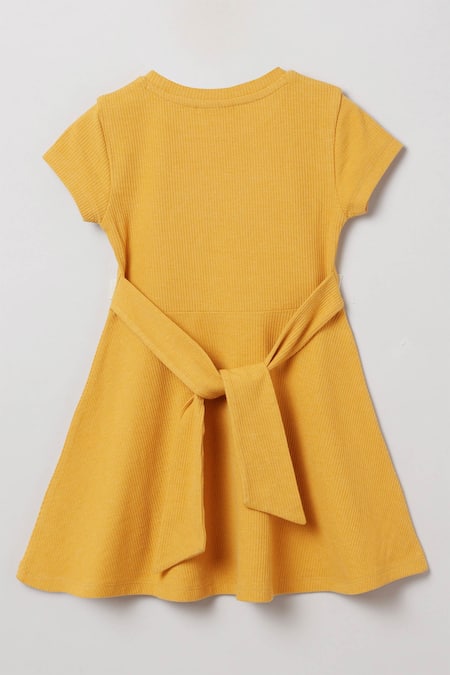 Shop Byb Premium Yellow Cotton, Polyester Soft Knit Skater Dress at Aza Fashions Shop_Byb Premium_Yellow Cotton, Polyester Soft Knit Skater Dress _at_Aza_Fashions