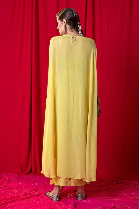 Enech Mirror Embroidered Kimono Tunic & Draped Skirt Set 