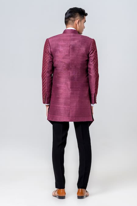 Amrit Dawani Trellis Embroidered Long Jacket Trouser Set 