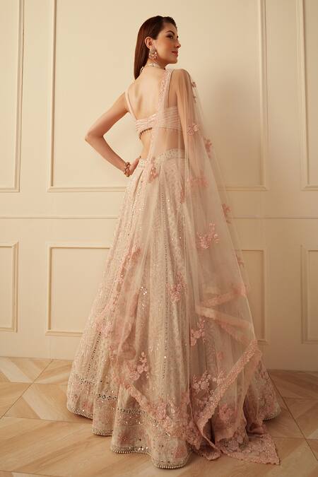 Shop Sawan Gandhi Ivory Georgette Embellished Floral Chikankari And Pearl Work Bridal Lehenga Set at Aza Fashions Shop_Sawan Gandhi_Ivory Georgette Embellished Floral Chikankari And Pearl Work Bridal Lehenga Set_at_Aza_Fashions