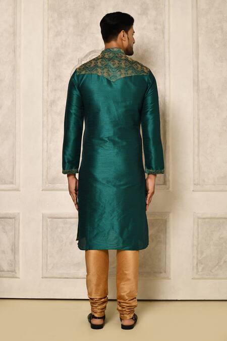 Shop Naintara Bajaj Blue Kurta Embroidered Dhupion Feather Pattern With Pyjama at Aza Fashions Shop_Naintara Bajaj_Blue Kurta Embroidered Dhupion Feather Pattern With Pyjama _at_Aza_Fashions