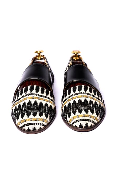 Shop Artimen Black Geometric Pattern Sandals at Aza Fashions Shop_Artimen_Black Geometric Pattern Sandals _at_Aza_Fashions