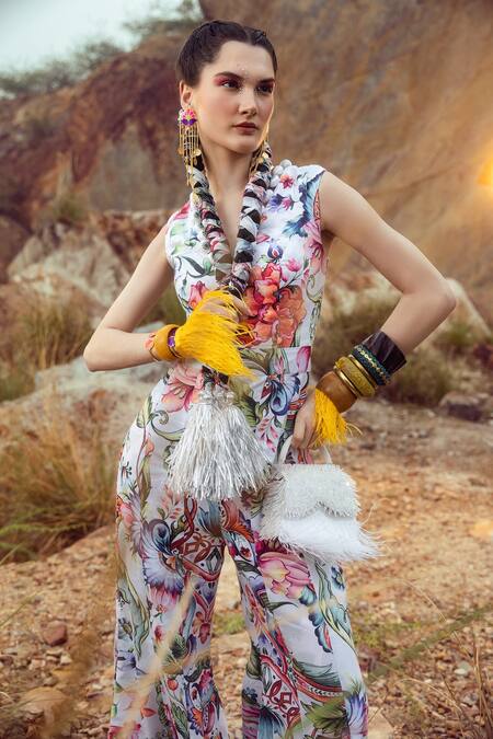 Akanksha Mago Cotton Floral Print Panelled Jumpsuit 