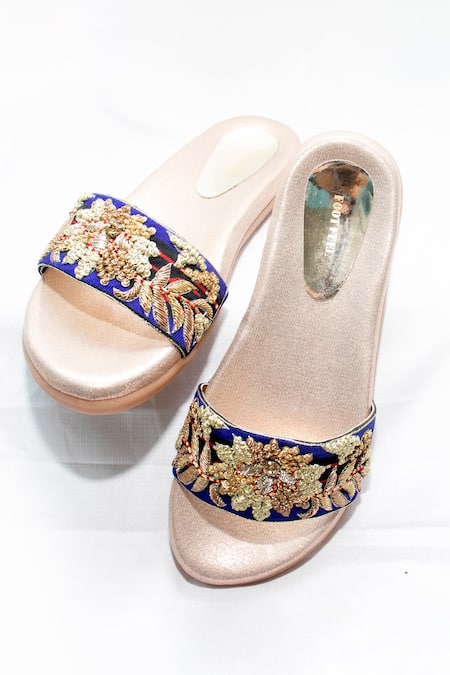 Shop Foot Fuel Gold Lillian Embroidered Flats at Aza Fashions Shop_Foot Fuel_Gold Lillian Embroidered Flats _at_Aza_Fashions