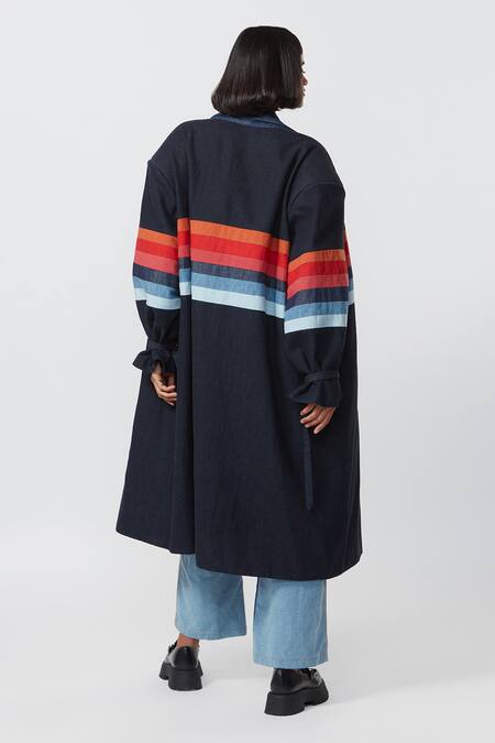 Shop Saaksha & Kinni Blue Denim Collared Patchwork Jacket at Aza Fashions Shop_Saaksha & Kinni_Blue Denim Collared Patchwork Jacket_at_Aza_Fashions