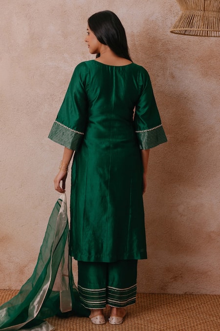 Label Mansi Nagdev Ayaat Chanderi Placement Embroidered Kurta Set 